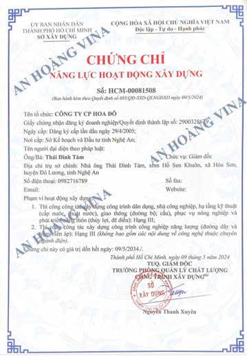 Chứng chỉ năng lực hoạt động xây dựng